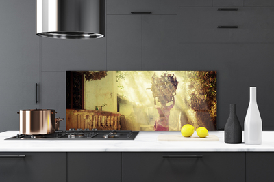 Panel Szklany Artystyczny Portret Na Drewnie