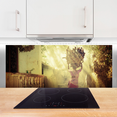 Panel Szklany Artystyczny Portret Na Drewnie