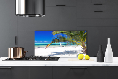 Panel Szklany Tropikalne Wybrzeże Z Palmą