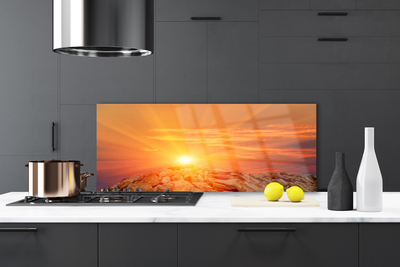 Panel Szklany do Kuchni Szczyty Gór O Zachodzie