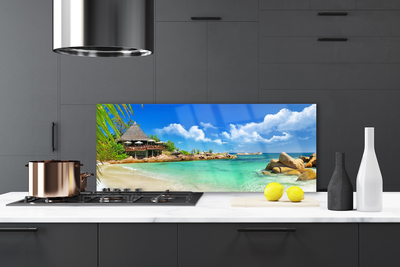 Panel Szklany do Kuchni Złoty Brzeg Oceanu