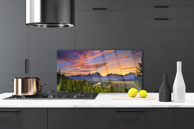 Panel nad blat kuchenny Górskie Słońce W Gęstym Lesie