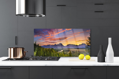 Panel nad blat kuchenny Górskie Słońce W Gęstym Lesie