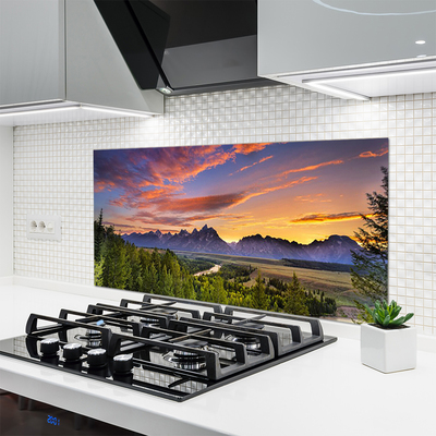 Panel nad blat kuchenny Górskie Słońce W Gęstym Lesie