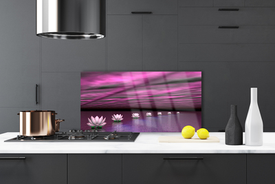 Szkło do Kuchni na Ścianę Lilie Wodne Na Jeziorze