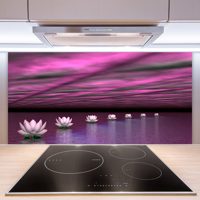 Szkło do Kuchni na Ścianę Lilie Wodne Na Jeziorze