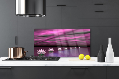 Szkło do Kuchni na Ścianę Lilie Wodne Na Jeziorze