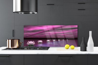 Szkło do Kuchni na Ścianę Lilie Wodne Na Jeziorze