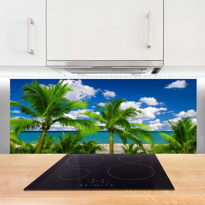 Szkło do Kuchni na Ścianę Tropikalna Panorama Z Palmami