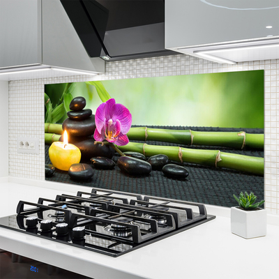 Szkło Dekoracyjne do Kuchni Chwila Wyciszenia: Bambus I Kwiat