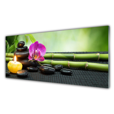 Panel Szklany Bambus Kwiat Zen Spa