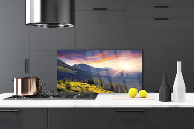 Szkło Dekoracyjne do Kuchni Panorama Gór O Poranku