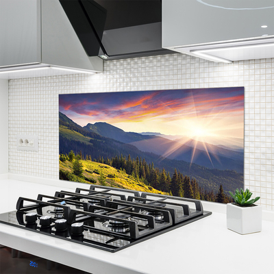 Szkło Dekoracyjne do Kuchni Panorama Gór O Poranku