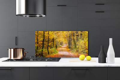 Panel Szklany Spacer Przez Słoneczny Las