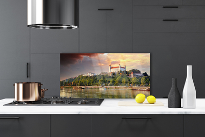 Szkło Ozdobne do Kuchni Panorama Miasta Nad Jeziorem