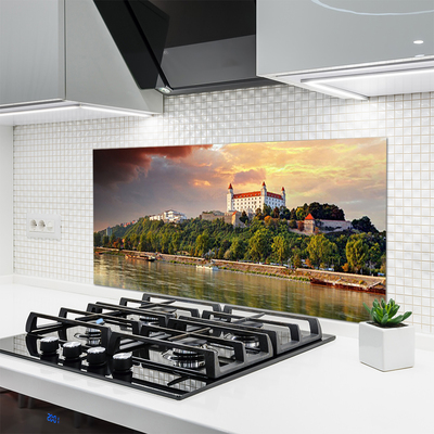 Szkło Ozdobne do Kuchni Panorama Miasta Nad Jeziorem