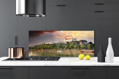 Szkło Ozdobne do Kuchni Panorama Miasta Nad Jeziorem