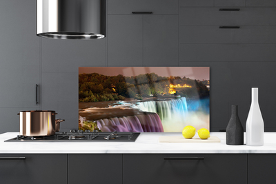 Panel Szklany do Kuchni Leśna Kaskada Wodna
