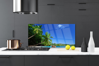 Panel Szklany do Kuchni Rajskie Wybrzeże Pod Palmami
