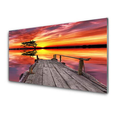 Panel Szklany Drewniane Molo Nad Jeziorem