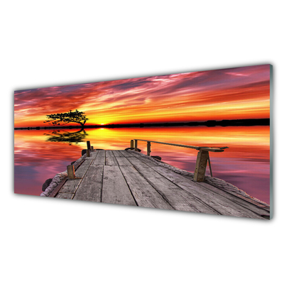 Panel Szklany Drewniane Molo Nad Jeziorem