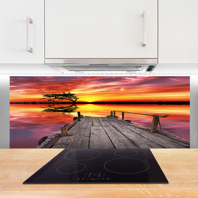 Panel Szklany Drewniane Molo Nad Jeziorem