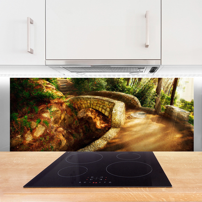 Panel Szklany Malowniczy Most Wśród Drzew