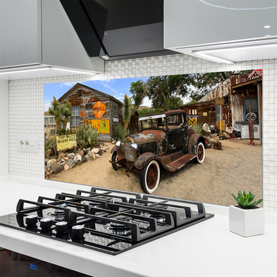 Panel Szklany Zabytkowe Auto Na Tle Kamienic