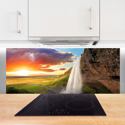 Panel nad blat kuchenny Rozświetlony Wodospad W Słońcu