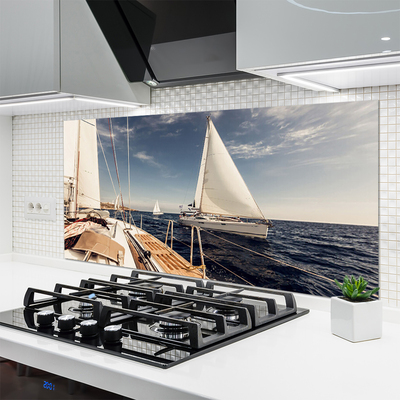 Panel nad blat kuchenny Kolorowe Łodzie Na Morskiej Głębi