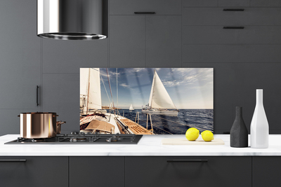 Panel nad blat kuchenny Kolorowe Łodzie Na Morskiej Głębi