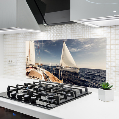 Panel nad blat kuchenny Kolorowe Łodzie Na Morskiej Głębi