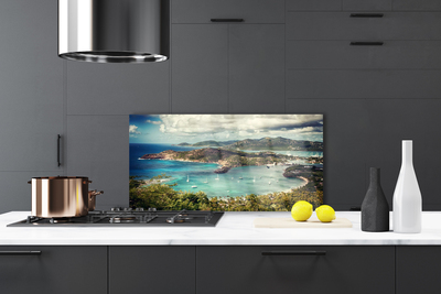 Dekor Szklany do Kuchni Przystań Łodzi W Cichej Zatoce