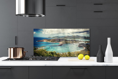 Dekor Szklany do Kuchni Przystań Łodzi W Cichej Zatoce