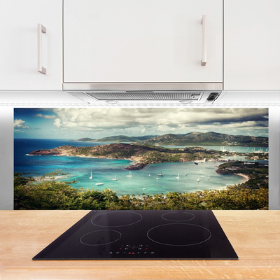 Dekor Szklany do Kuchni Przystań Łodzi W Cichej Zatoce