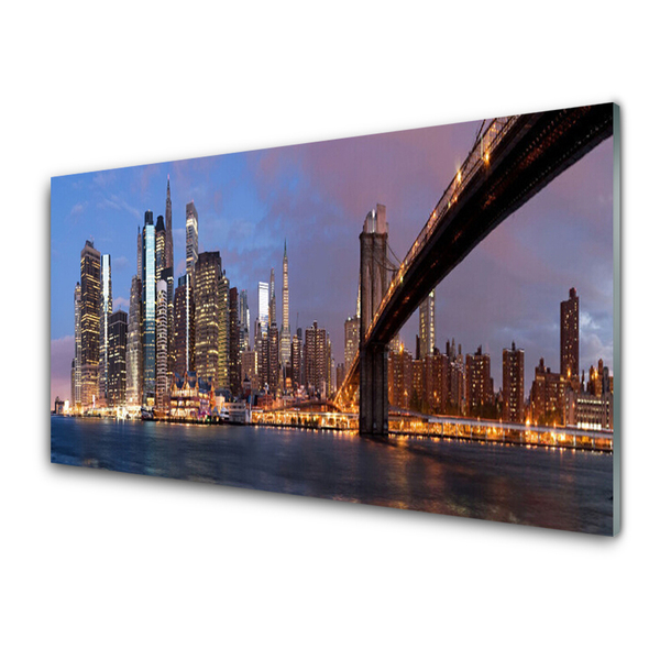 Panel Szklany Nowoczesny Most Nad Wielkim Miastem