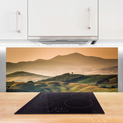 Szkło do Kuchni na Ścianę Krajobraz Gór I Złotych Pól
