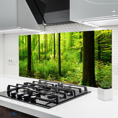 Szkło do Kuchni na Ścianę Gęsty Bór Liściasty
