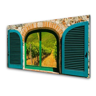 Szkło nad Blatem Widok Przez Okno Na Pola