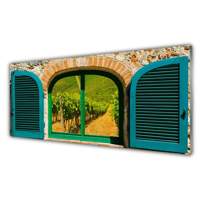 Szkło nad Blatem Widok Przez Okno Na Pola