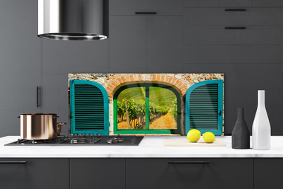 Szkło nad Blatem Widok Przez Okno Na Pola