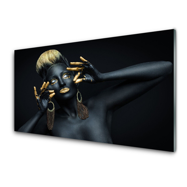 Panel Szklany do Kuchni Artystyczny Portret Kolorem Malowany