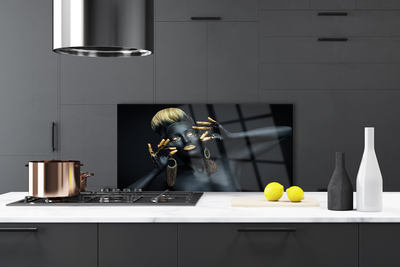 Panel Szklany do Kuchni Artystyczny Portret Kolorem Malowany