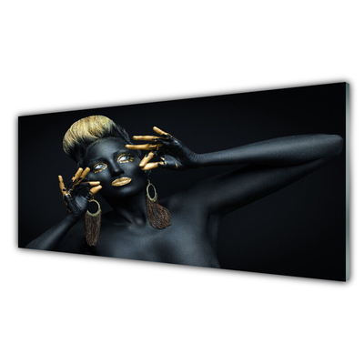 Panel Szklany do Kuchni Artystyczny Portret Kolorem Malowany