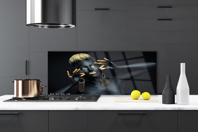 Panel Szklany do Kuchni Artystyczny Portret Kolorem Malowany