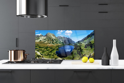 Panel Szklany do Kuchni Panorama Wysokich Gór nad Wodą