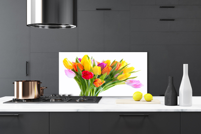 Panel Szklany do Kuchni Kolorowe Pole Tulipanów