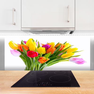 Panel Szklany do Kuchni Kolorowe Pole Tulipanów