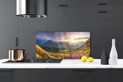 Panel Szklany do Kuchni Słoneczna Polana pod Szczytami