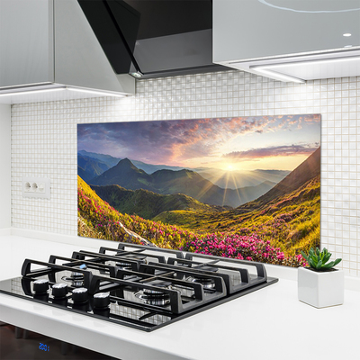 Panel Szklany do Kuchni Słoneczna Polana pod Szczytami